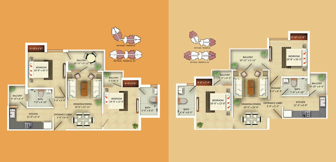 2 BHK Floor plan